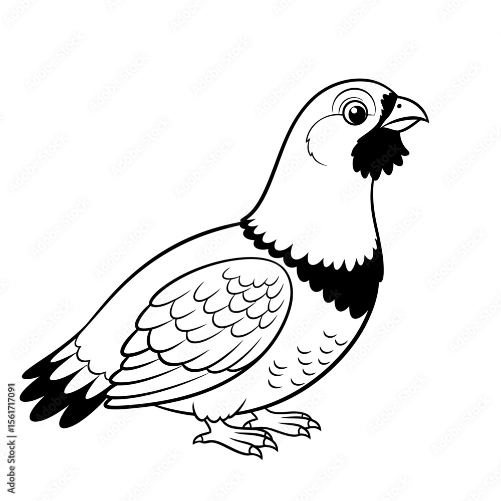 Fototapeta premium Line drawing of a bird with detailed feathers and facial features 