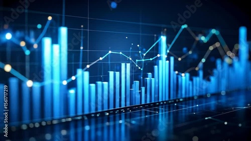 Wallpaper Mural Abstract Blue Digital Growth Chart Torontodigital.ca