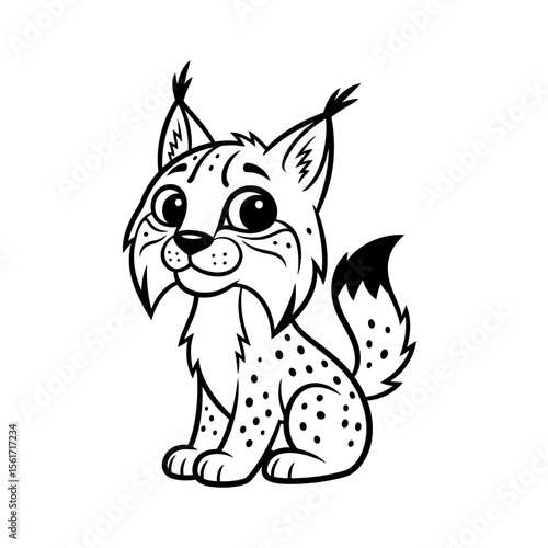 Cartoon lynx character sitting with a friendly expression  
