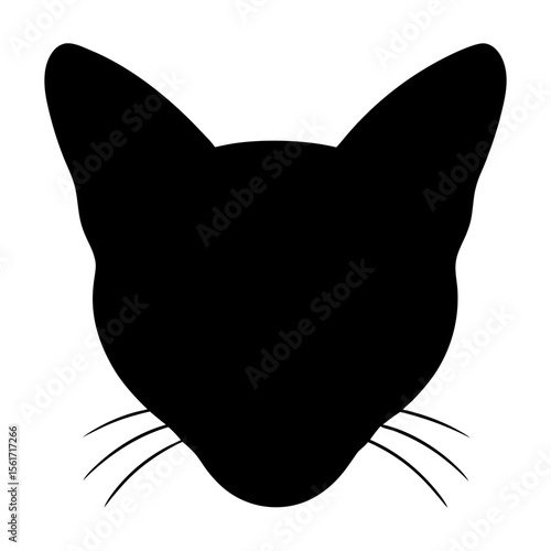 Cat head silhouette vector, a black cat vector art design, and a silhouette of an animal head isolated on a white background