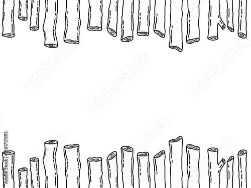 Hand drawn stick frame in black and white vector doodle style