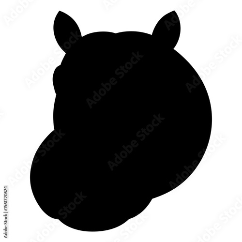 Hippopotamus head silhouette vector, a black head of hippopotamus vector art design, and a silhouette of a hippopotamus head isolated on a white background
