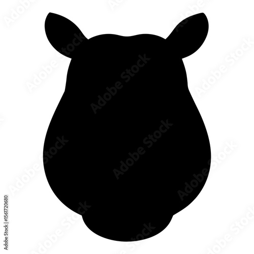 Hippopotamus head silhouette vector, a black head of hippopotamus vector art design, and a silhouette of a hippopotamus head isolated on a white background