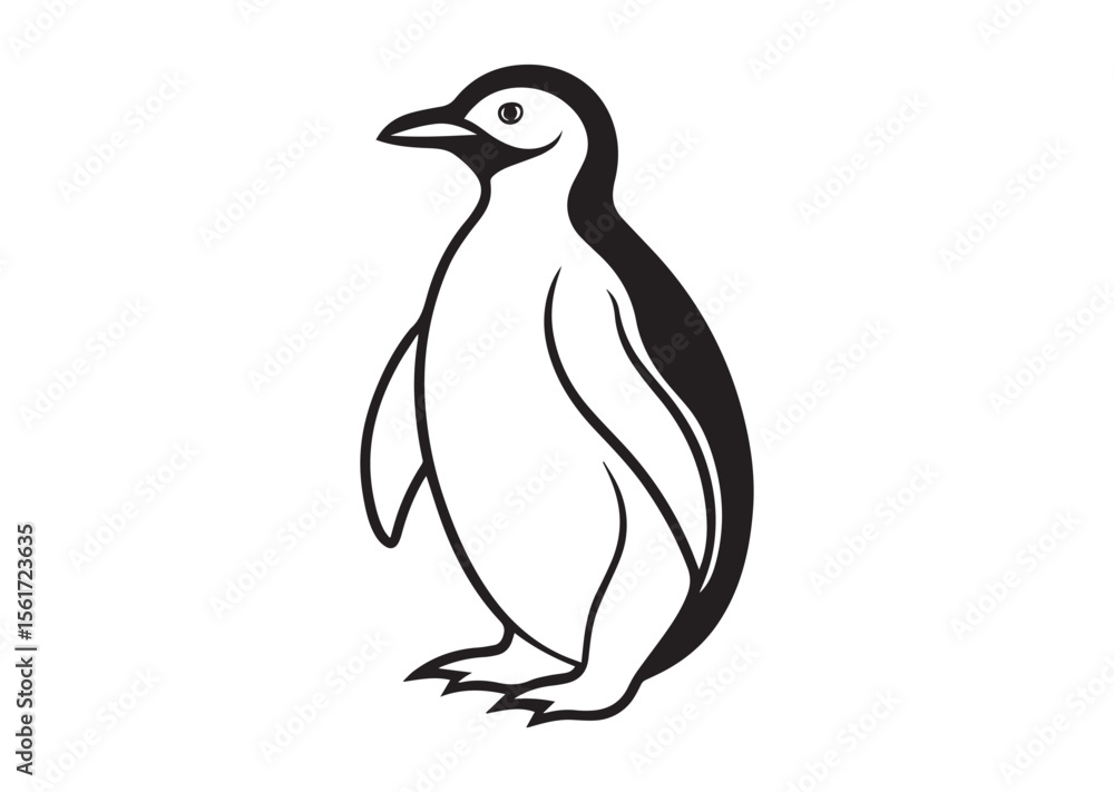 Naklejka premium Penguin Silhouette, Penguin Vector Illustration
