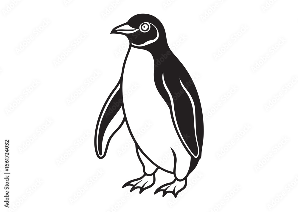 Naklejka premium Penguin Silhouette, Penguin Vector Illustration