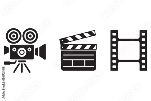 A vector illustration of an isolated movie clapper board with action written on it, ready for a film production