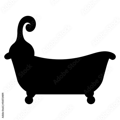 Bathtub silhouette vector, a bathtub vector art design, and a silhouette of a black bathtub isolated on a white background
