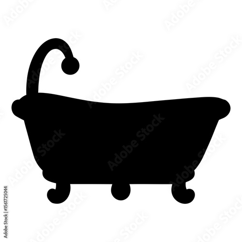 Bathtub silhouette vector, a bathtub vector art design, and a silhouette of a black bathtub isolated on a white background