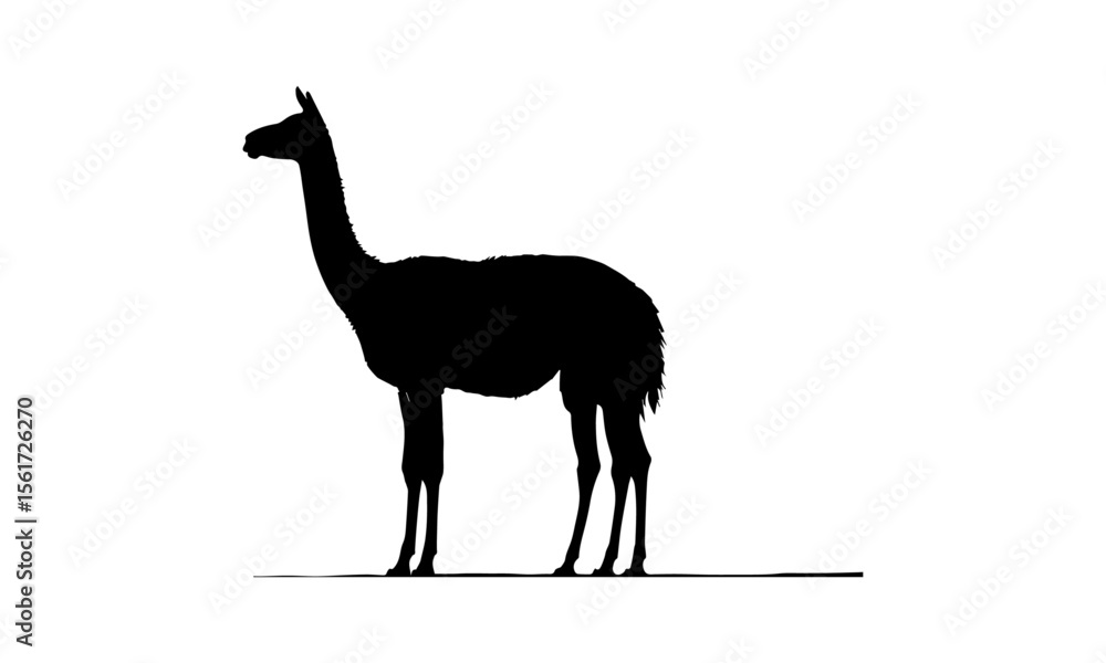 Fototapeta premium Cartoon giraffe vector illustration standing amidst wild nature with a long tail