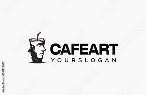 Creative Coffee Cup Human Faces Logo Design
