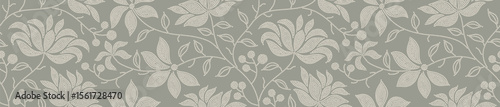 Abstract flower seamless pattern with dotted style. flower and leaves background.	