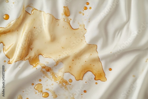 Dirty food mark on clothes: Close-up of a stain from spilled sauce on a shirt, highlighting the mess that requires immediate cleaning before laundry, Generative AI
