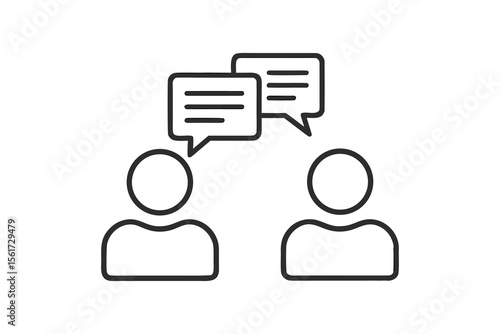 Teamwork and Communication Icon Representing People Conversing and Discussing Business Ideas, Strategies, and Opportunities for Success