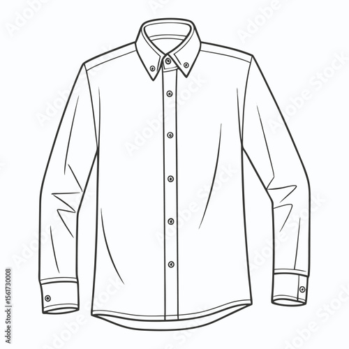 Detailed outline of a long sleeve button down shirt fashion apparel clothing vector illustration