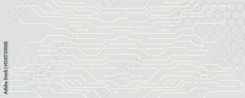 Gray High Tech Background with Electric Circuit Lines