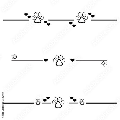 Paw Print text dividers, paragraph dividers, borders, frames and separators	and heart animal divider