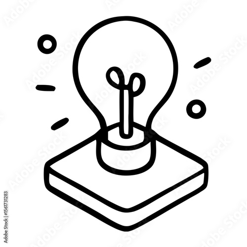 Line Art Isometric Lightbulb on Platform Idea Creativity Innovation Icon
