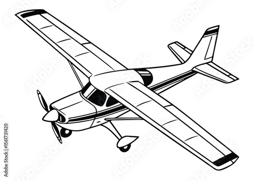 Simple monochrome airplane aviation aircraft flying travel transport outline isolated vector illustration