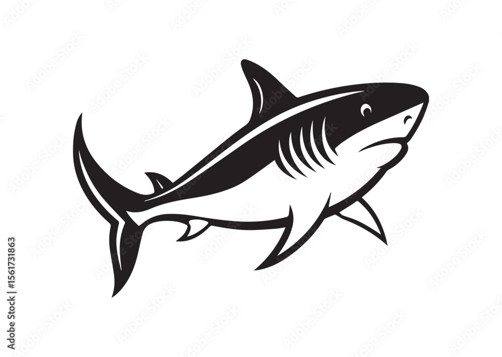 Fototapeta premium Shark Silhouette, Shark Vector, Shark Icon Illustration