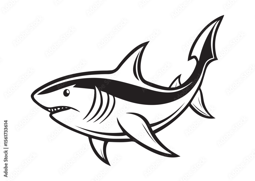 Fototapeta premium Shark Silhouette, Shark Vector, Shark Icon Illustration