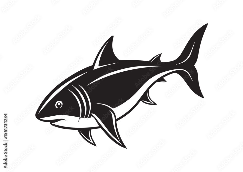 Fototapeta premium Shark Silhouette, Shark Vector, Shark Icon Illustration