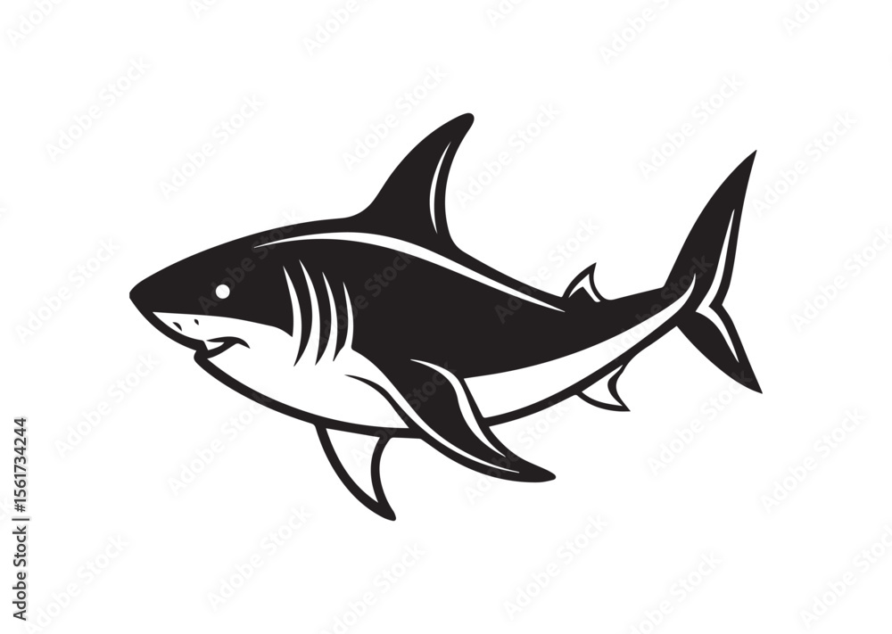 Fototapeta premium Shark Silhouette, Shark Vector, Shark Icon Illustration