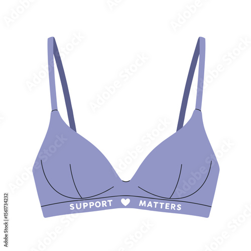Lavender bra with text "Support Matters" in minimalist design  