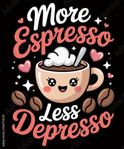 More Espresso Less Depresso Cute Coffee Barista