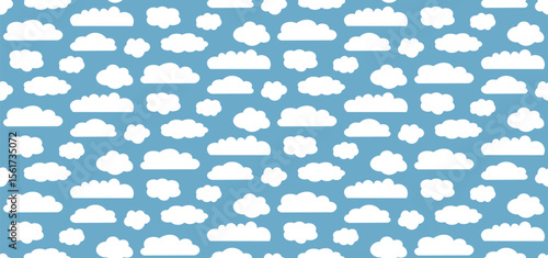 Seamless pattern White clouds on blue background