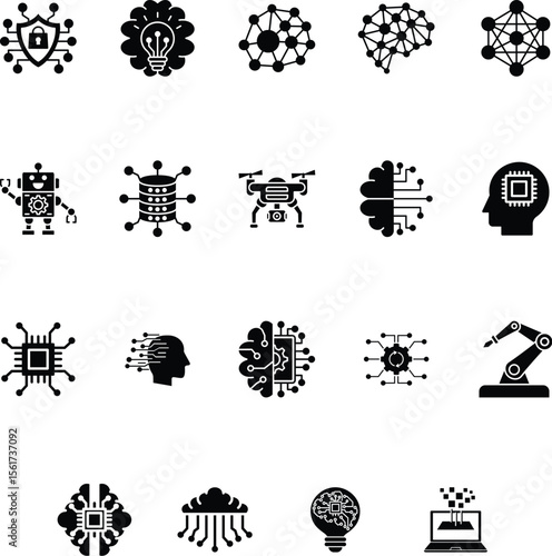 Artificial Intelligence icon set