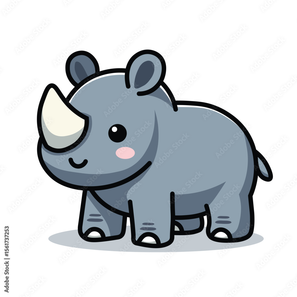 Naklejka premium Illustration Vector Graphic Cartoon of an Adorable Style Baby Rhino