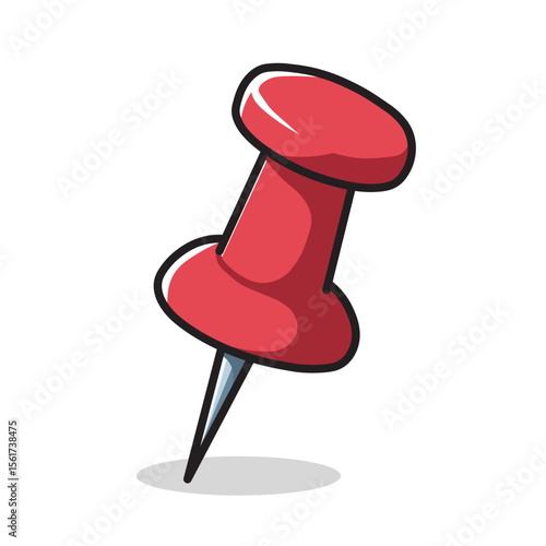 Illustration Vector Graphic Cartoon of a Red Pushpin