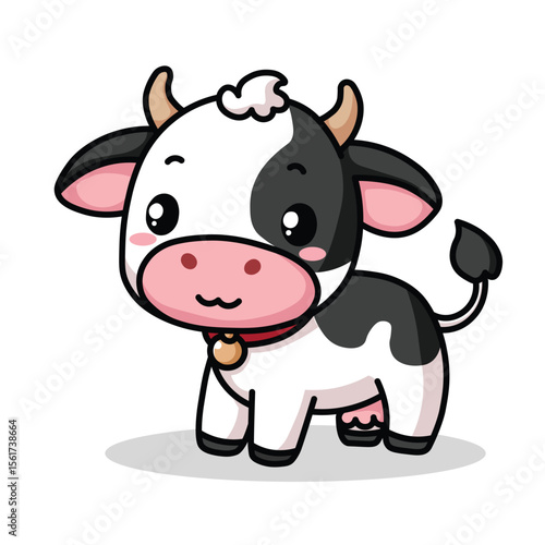 Illustration Vector Graphic Cartoon of an Adorable Little Cow Character
