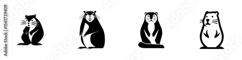 Set of silhouette pictograms featuring various rodents in isolated vector design for illustrative and educational purposes