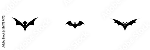 Silhouette pictogram icons displaying various bat designs for creative projects and design purposes