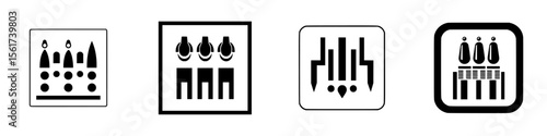 Vector icons of silhouette pictograms for various activities and concepts in a modern design style