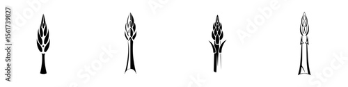 Silhouette pictograms of stylized trees for design and illustration projects showcasing nature themes