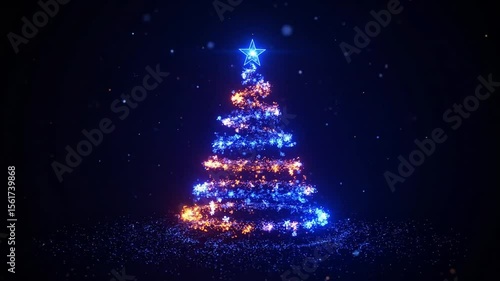 Glowing Blue Orange Christmas Tree Animation