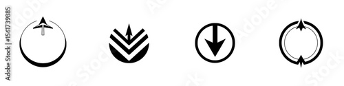 Collection of silhouette pictograms featuring directional icons in a simple and modern design suitable for various applications