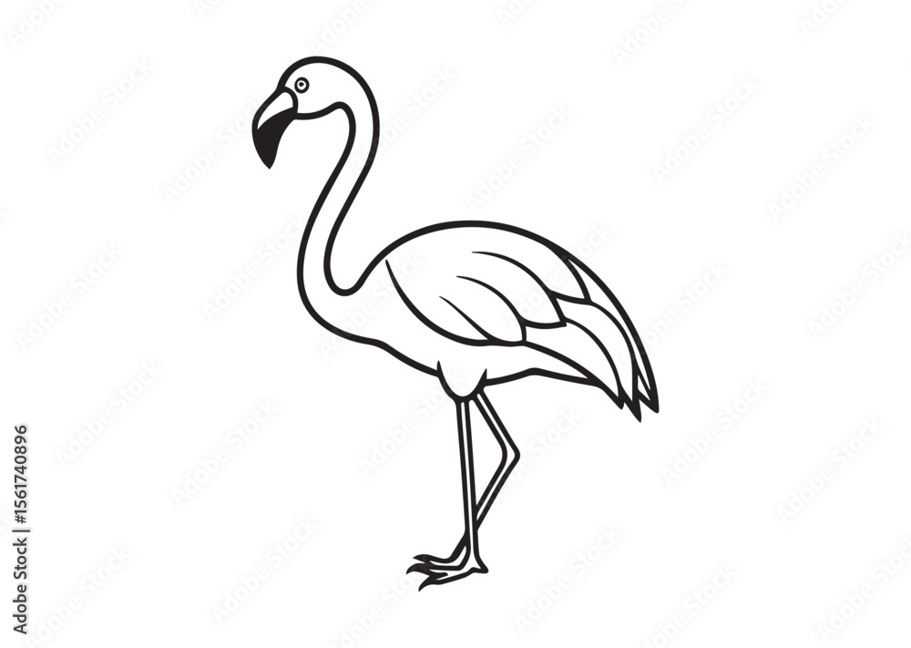 Fototapeta premium Flamingo Silhouette, Flamingo Vector, Flamingo Icon Illustration