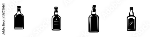 Silhouette pictogram set featuring various isolated bottle shapes for design and presentation use