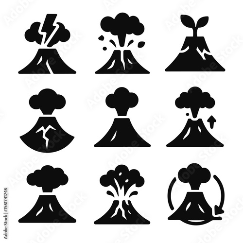 Volcano Icon Set
