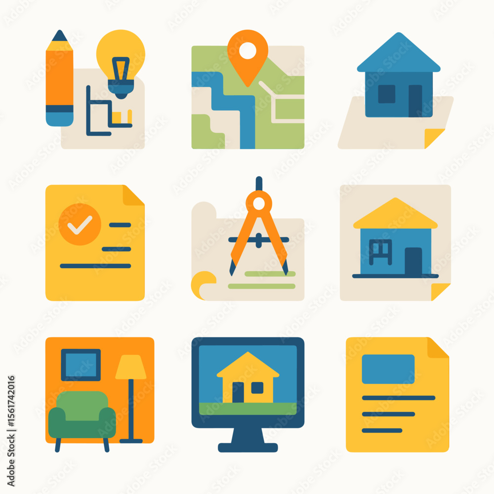 Colorful Architect Icons Colorful Architect Icons