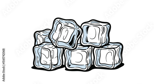 Pile of Clear Frozen Water Cubes Representing Refreshment and Cooling