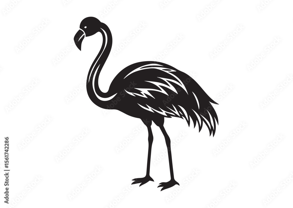Obraz premium Flamingo Silhouette, Flamingo Vector, Flamingo Icon Illustration