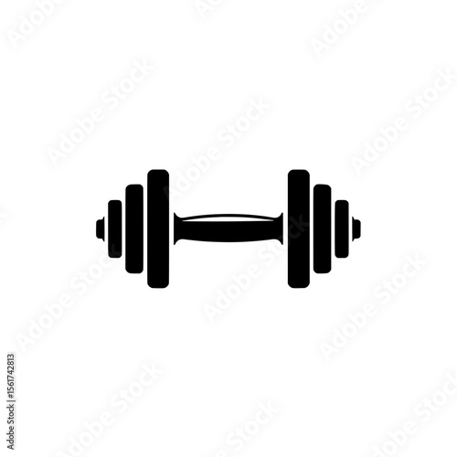 Weight Training Symbol: A stark black and white graphic illustration of a dumbbell, symbolizing strength, fitness, and the dedication required for a rigorous workout routine.