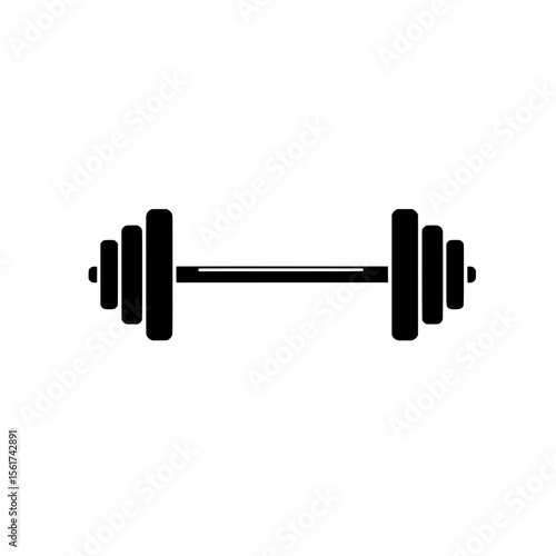 Barbell Silhouette: A bold and minimalist depiction of a barbell, symbolising strength, fitness, and the dedication to physical well-being, standing as an emblem of the unwavering pursuit of strength.