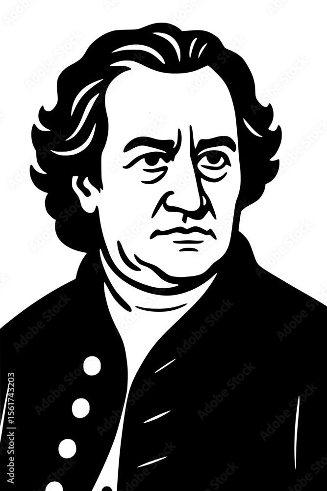 the master of german classicism, poet, polymath, vector, illustration, frankfurt, goethe the master of german classicism, poet, polymath, vector, illustration, frankfurt, goethe