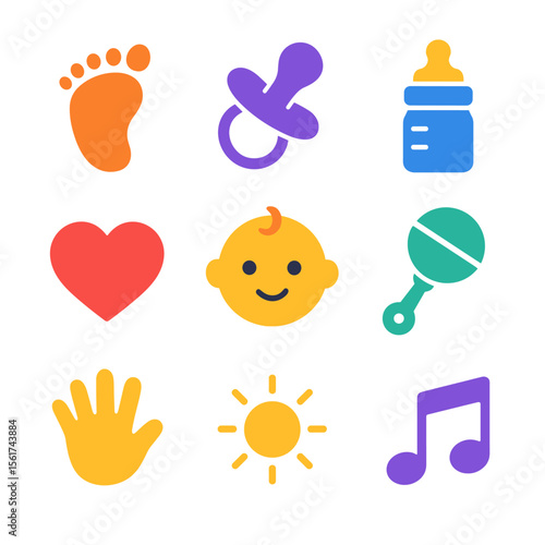 Colorful Baby Icons Set