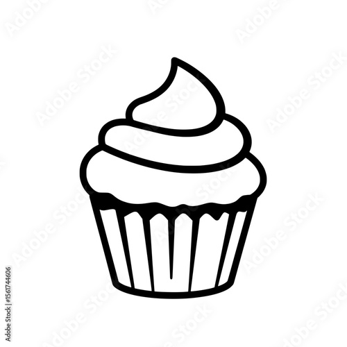 Cupcake Silhouette: A simple and elegant outline of a delectable cupcake, with fluffy frosting. The image captures the essence of sweetness and indulgence.